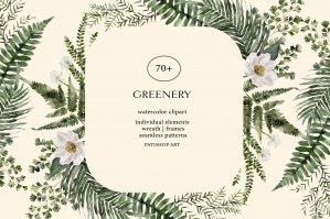 Watercolor Forest Greenery Clipart Collection