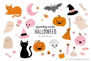 Pink Halloween Clipart Collection