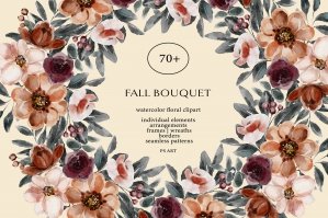 Watercolor Fall Flowers Clipart Set