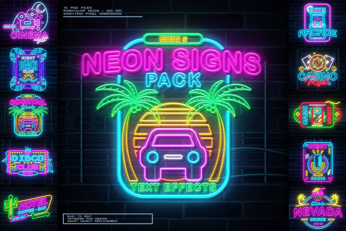 Neon - Retro Sticker Pack - Design Cuts