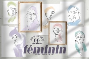 Female Line Art Abstract Posters