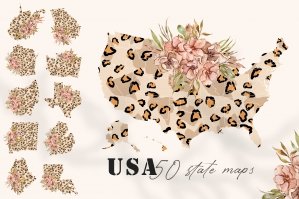 Floral Usa And State Maps