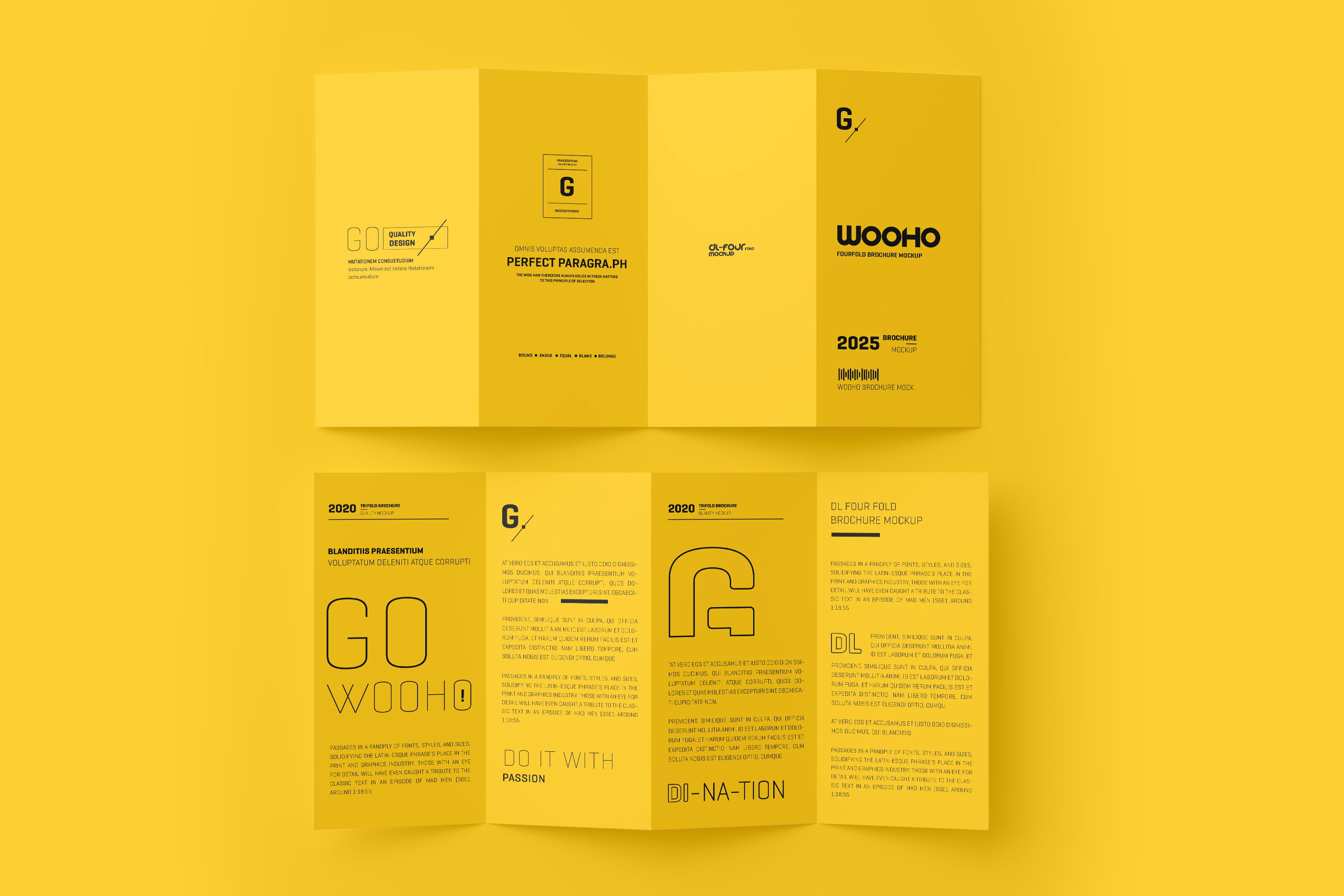 DL 4 Fold Brochure Mockup Design Cuts