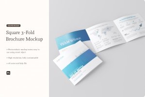 Square 3-fold Brochure Mockup