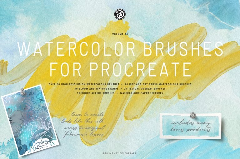 Blooming Watercolor Brushes Set - Design Cuts
