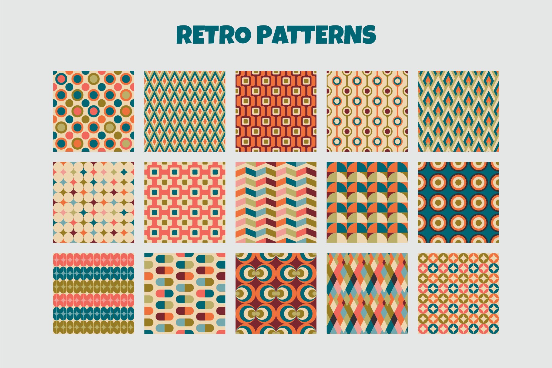 Mid Century Modern Seamless Patterns