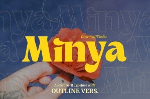 Minya - Retro Font With Outline Version