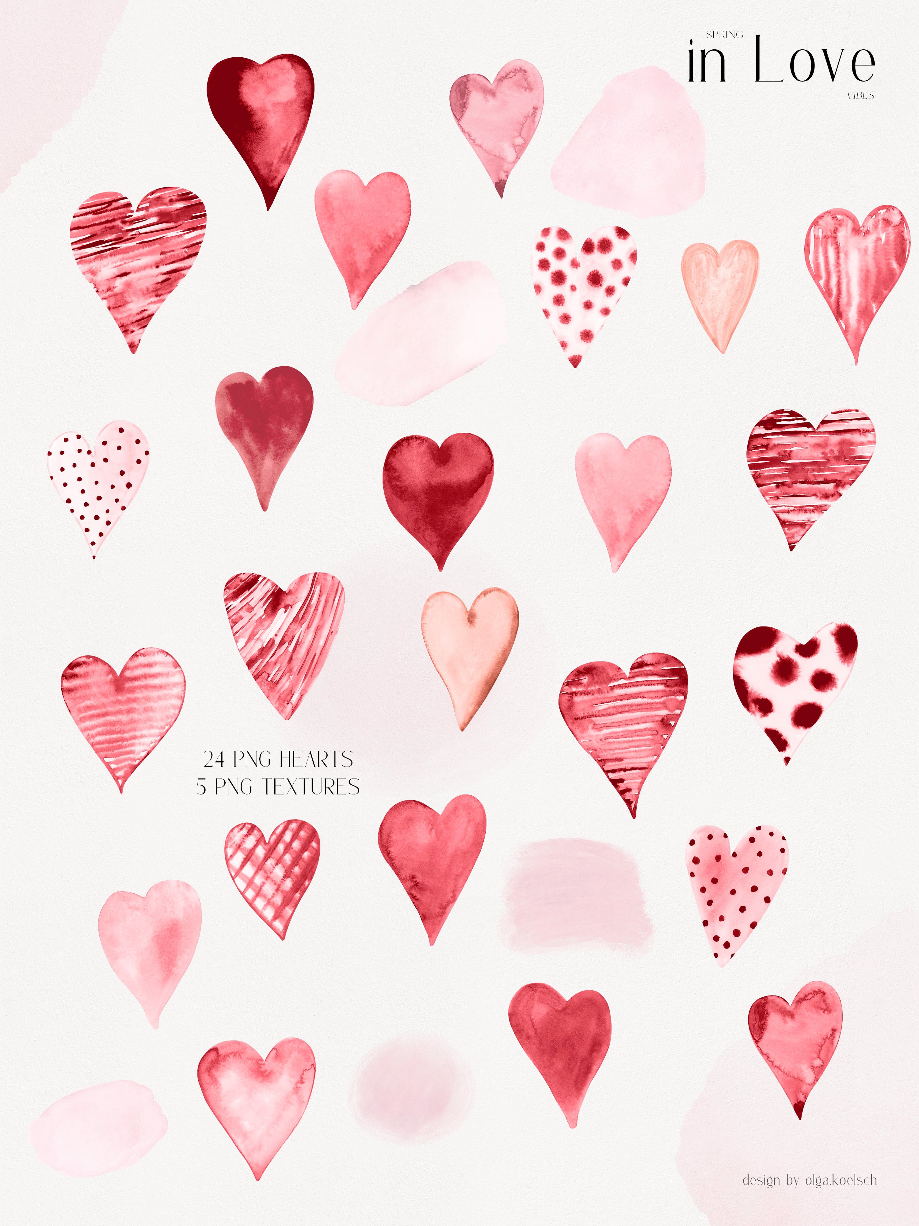 In Love - Valentine's Hearts Watercolor - Design Cuts