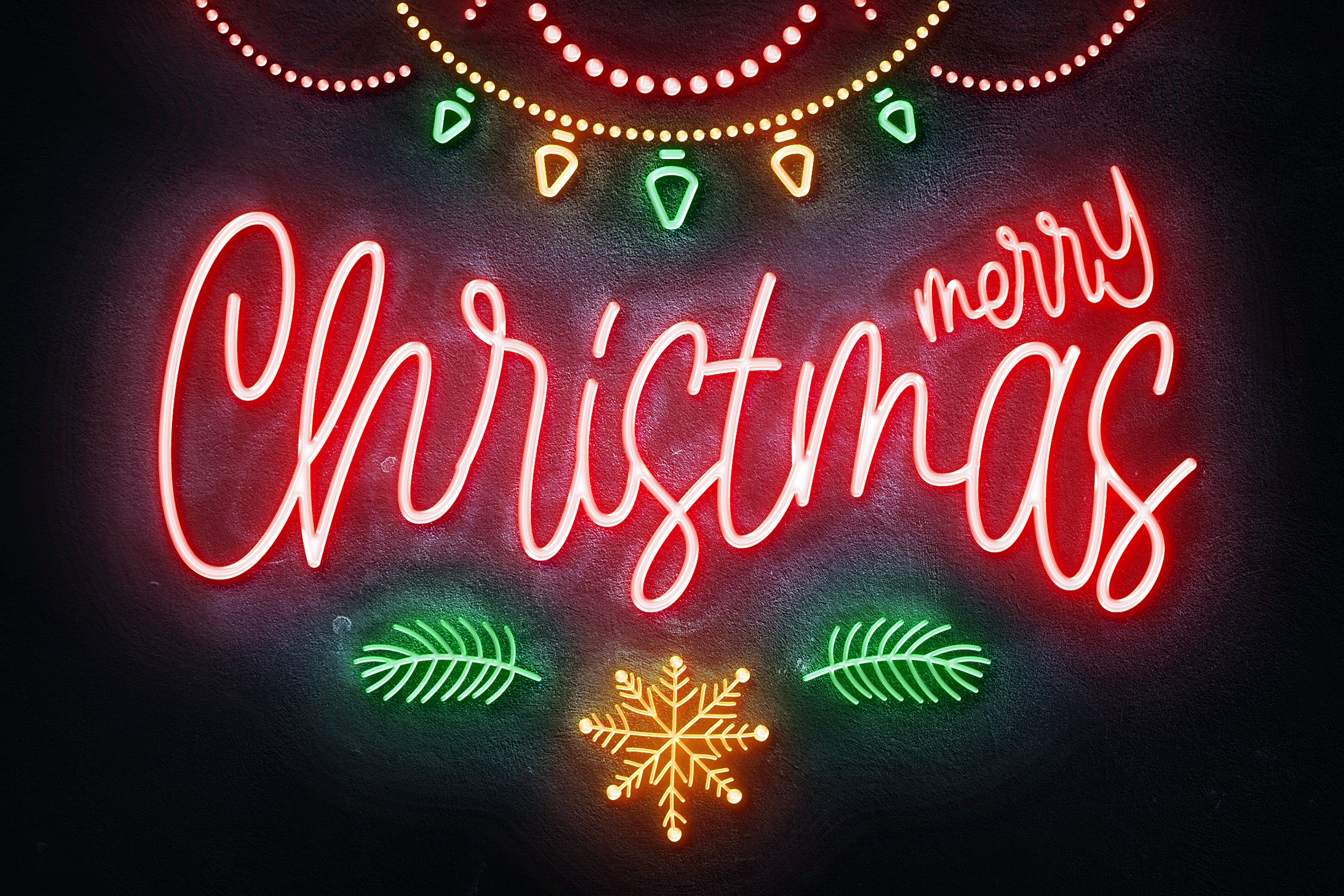 Christmas Neon Text Effects - Design Cuts