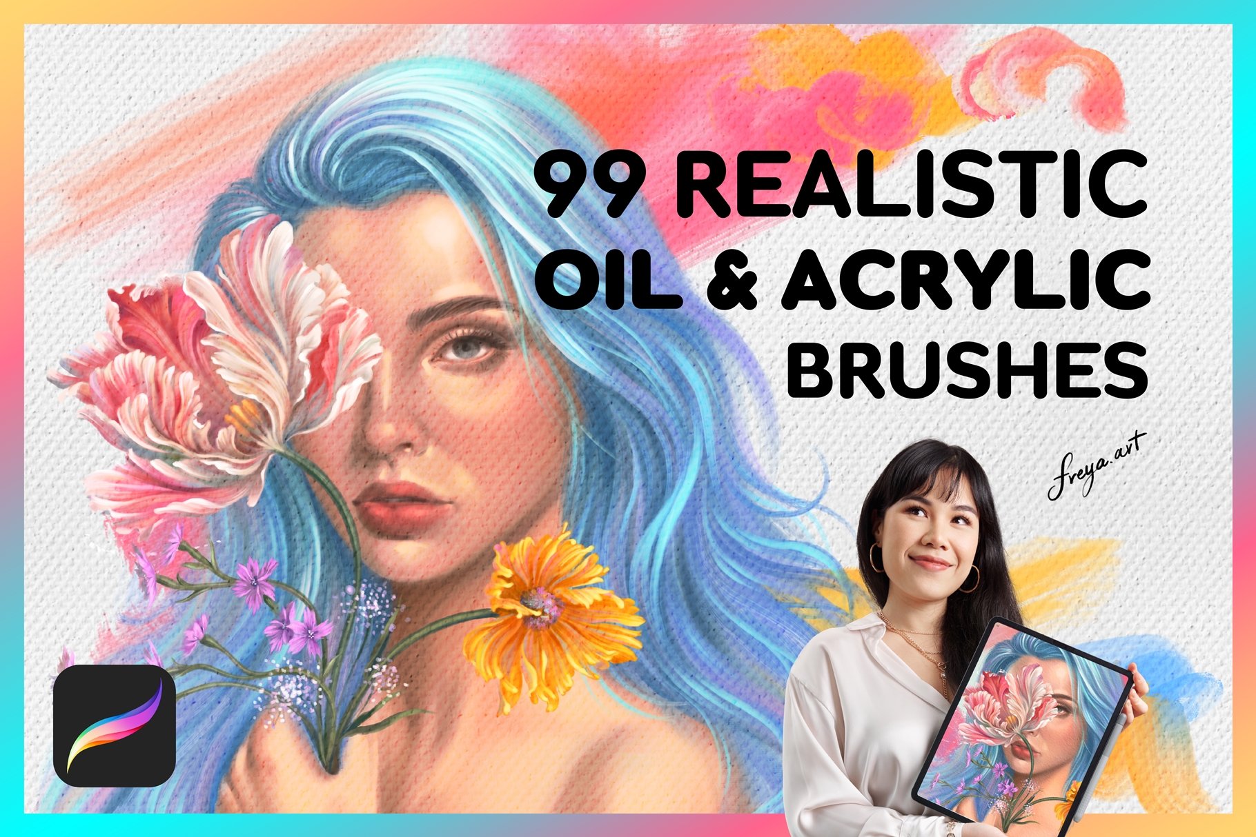 Procreate Acrylic Brush | 99 Oil & Acrylic Brushes For Procreate - Design Cuts