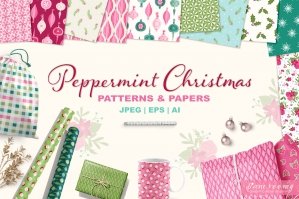 Peppermint Christmas Patterns Pack