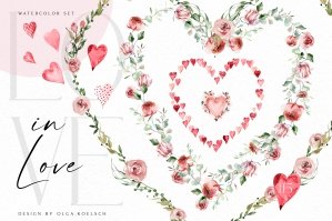 In Love - Valentine's Hearts Watercolor