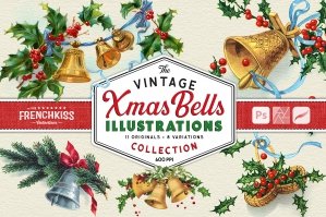 Vintage Christmas Bell Illustrations