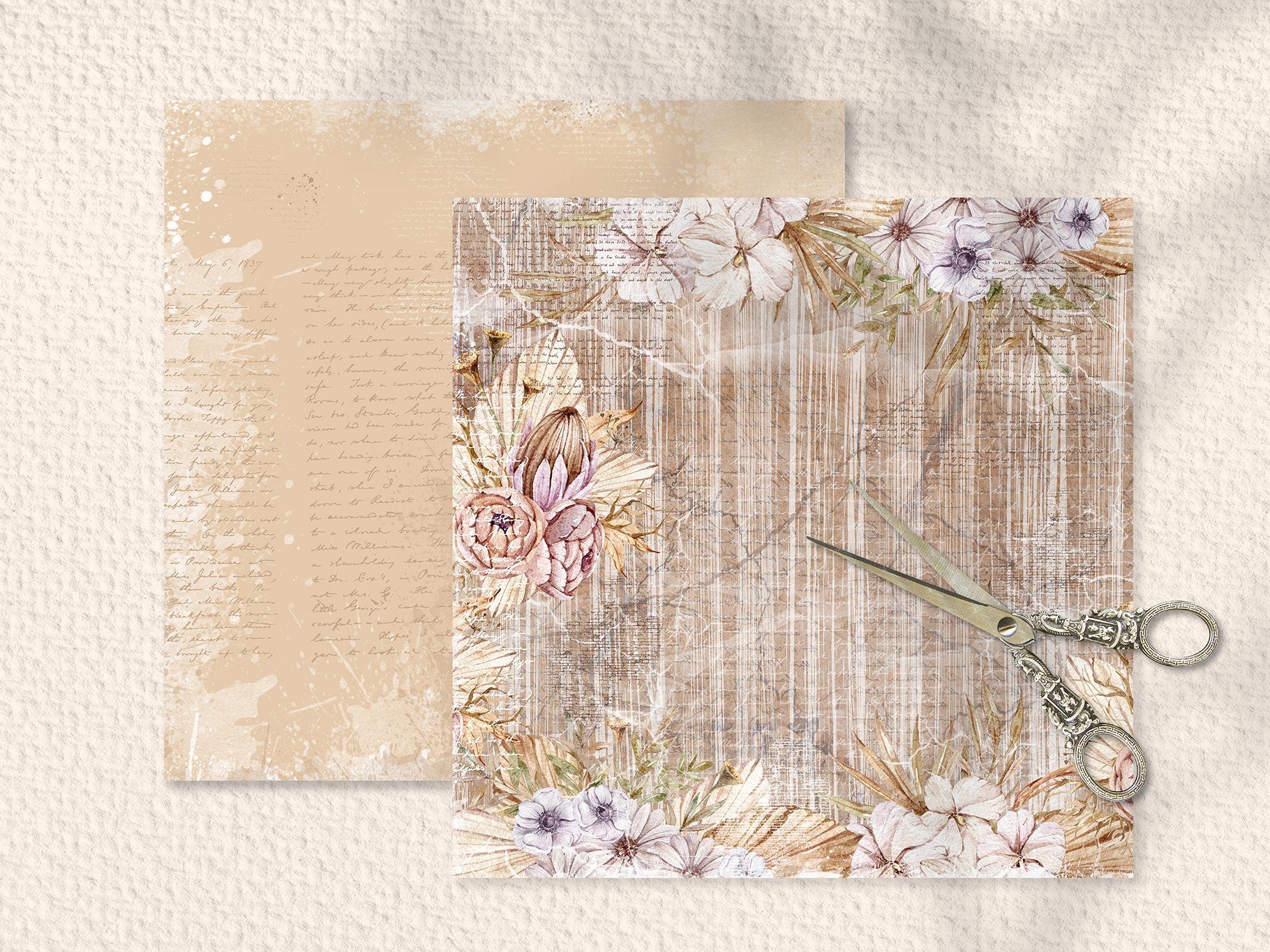 SOOBE 12 Sheet Vintage Scrapbooking Paper,Floral Pattern
