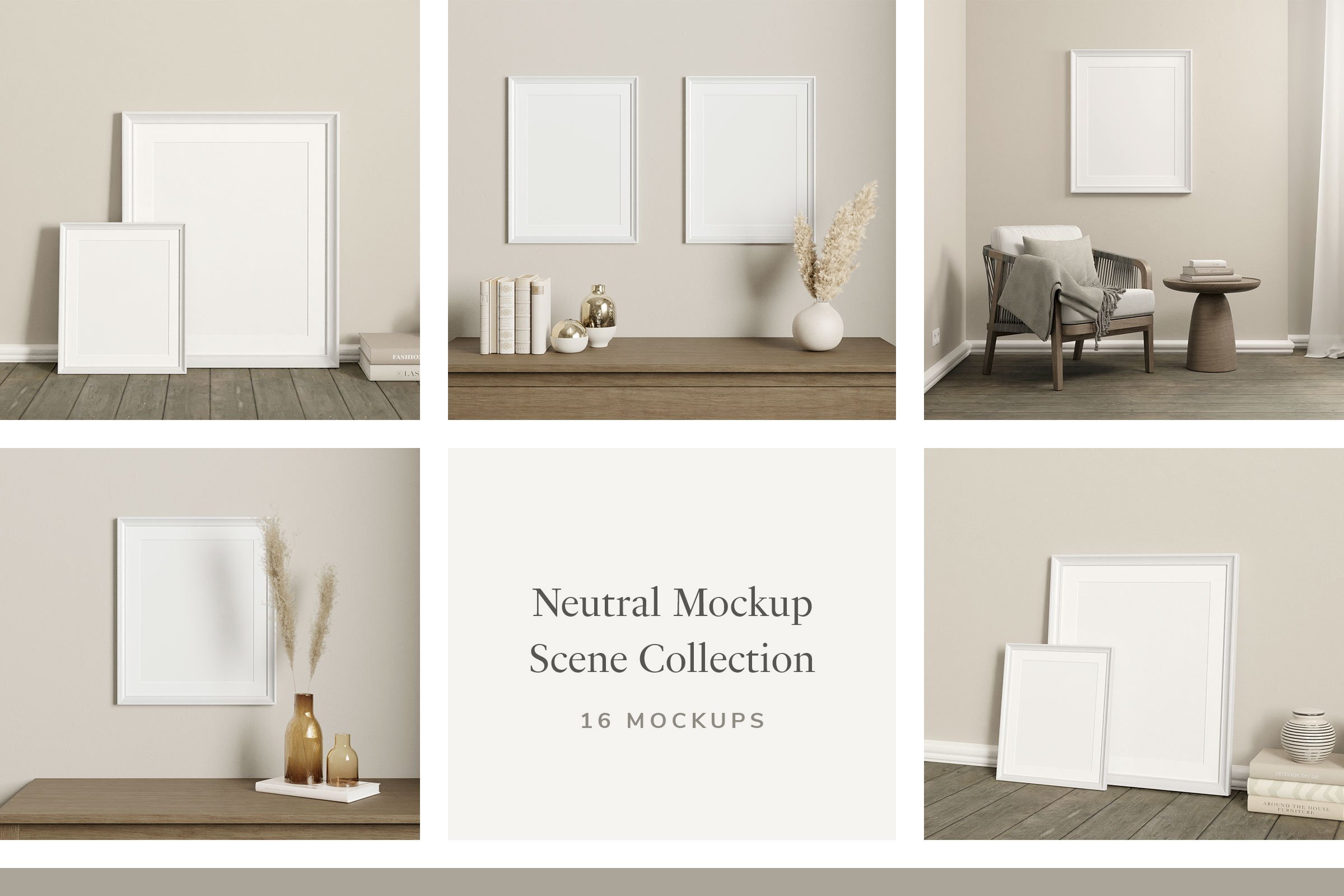 Neutral Frame Mockup Scene Collection   Design Cuts