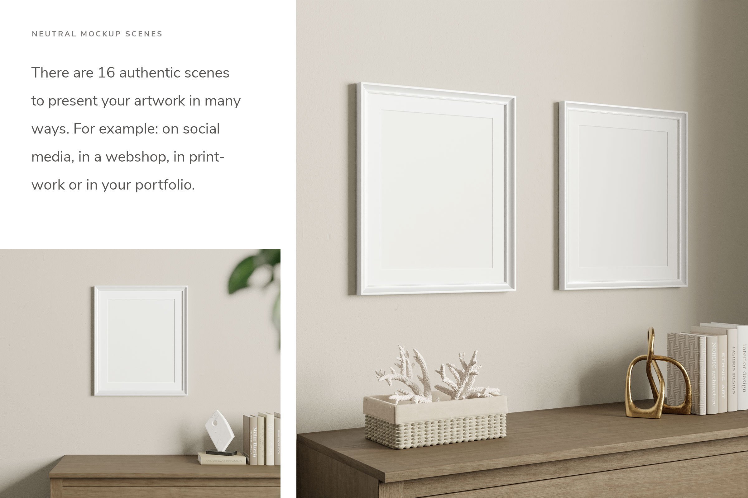 Neutral Frame Mockup Scene Collection - Design Cuts