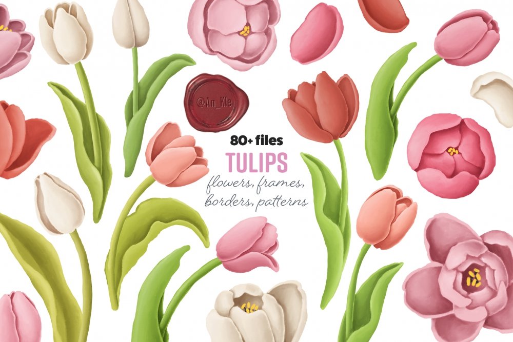 Tulip Flowers Frames Patterns - Design Cuts