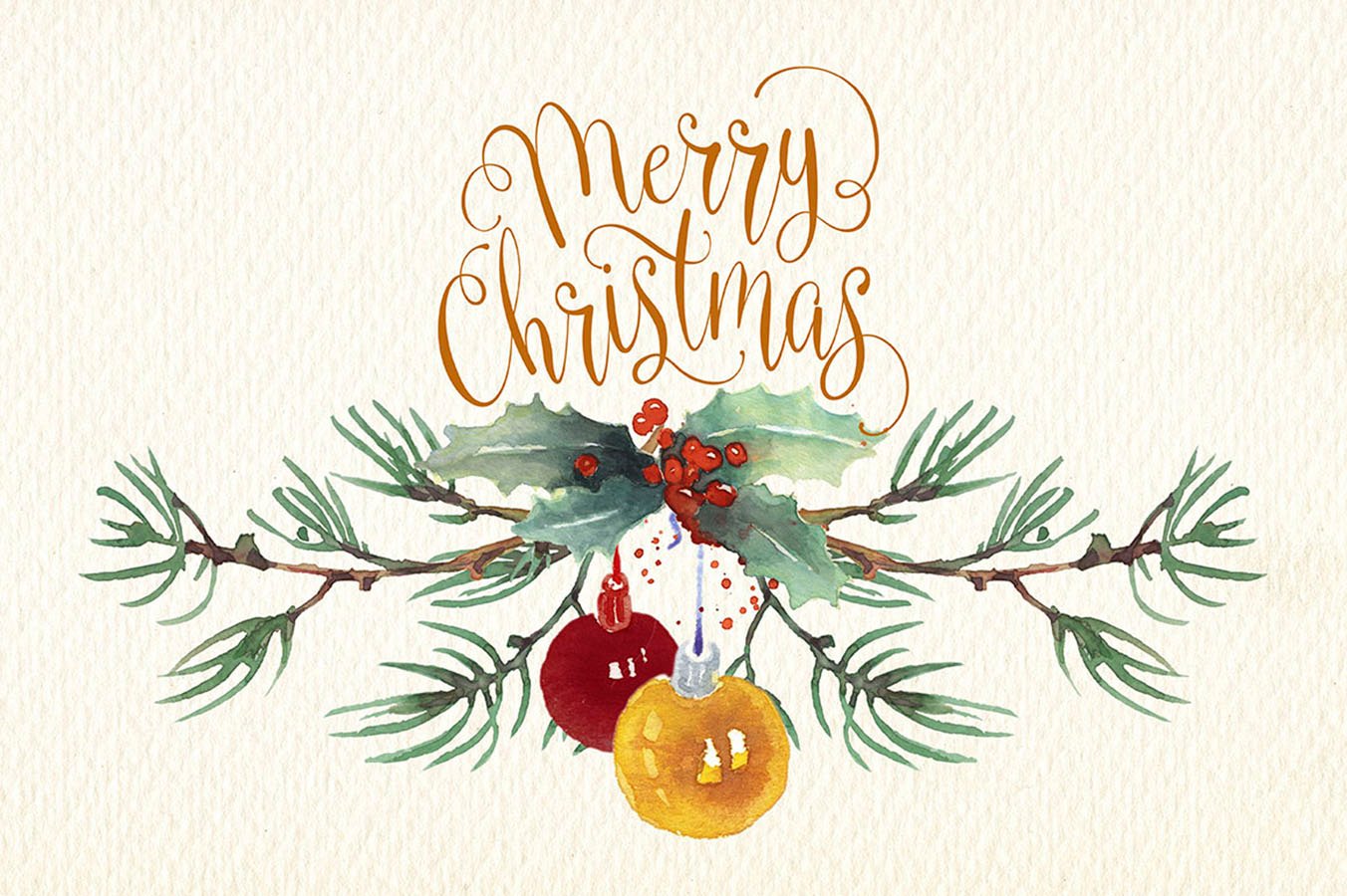 Christmas Cards Watercolor Clipart - Design Cuts