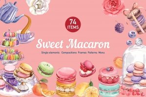 Sweet Macaroons Watercolor