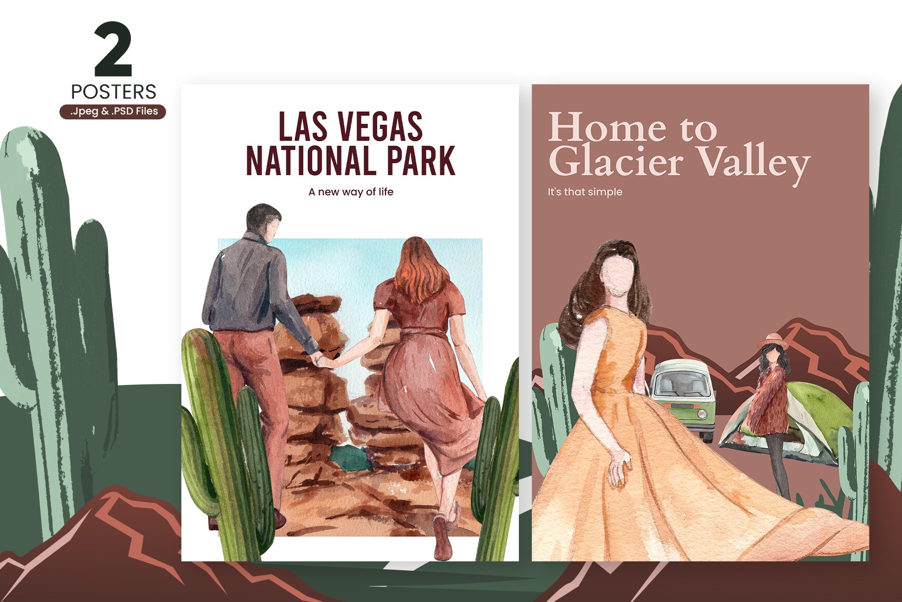 Romantic National Parks Watercolor - Design Cuts