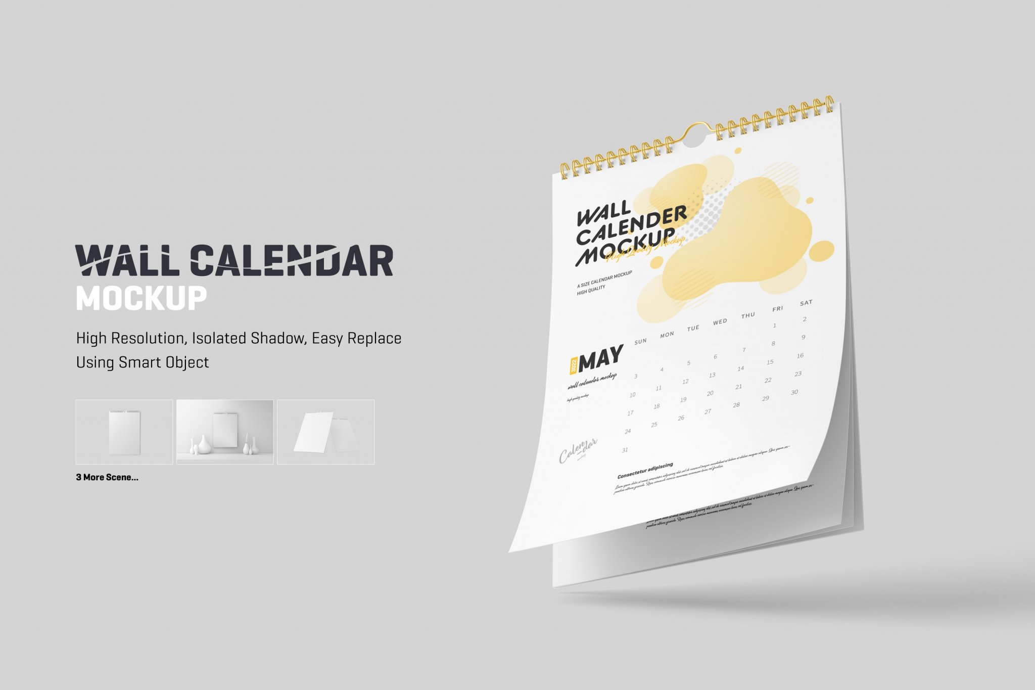 Wall Calendar Mockup Design Cuts