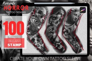 Horror Tattoo Designs Brush Stamp