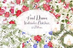 Hand Drawn Watercolor 13 Patterns