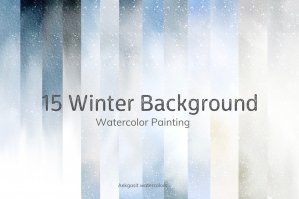 Watercolor Winter Background Scene