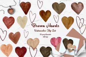 Brown Hearts Clipart