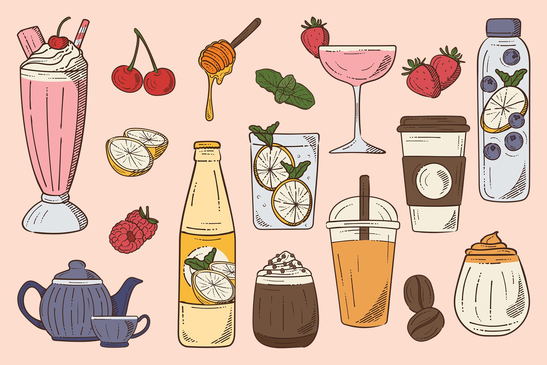 150+ food and drink illustrations download