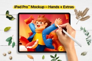 iPad Pro Mockup - Hands & Extras
