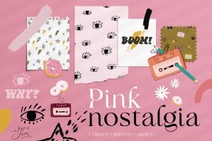 Pink Nostalgia Clipart & Patterns