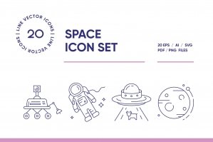 Space Exploration Line Icon Set
