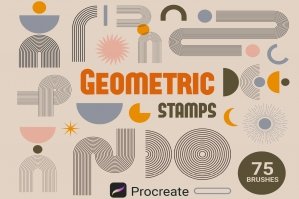 75 Procreate Geometric Boho Stamps