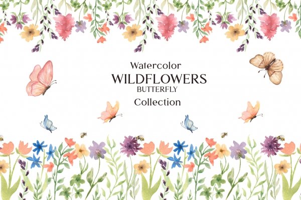 Watercolor Dried Wildflowers Clipart Collection