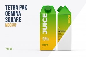 Juice Mockup - Tetra Pak Gemina Square 750ml
