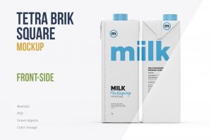 Tetra Brik Square Packaging Mockup Front And Side