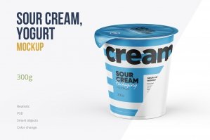 300g Sour Cream Cup Mockup