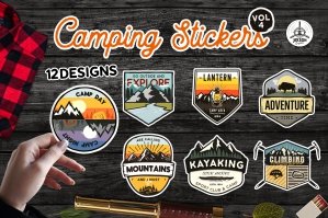Camping Logo Stickers Collection Vol 4
