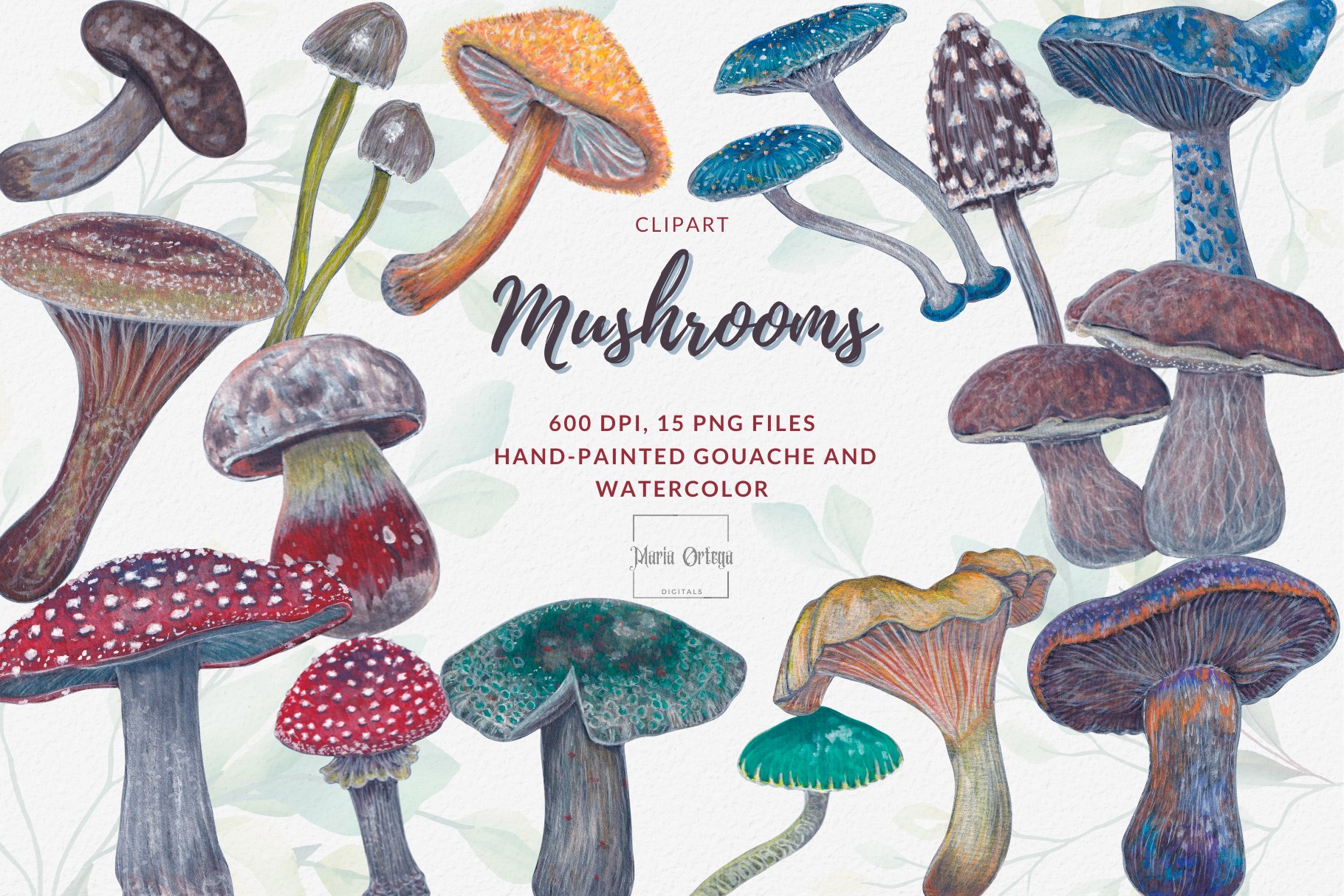 Watercolor And Gouache Mushrooms - Design Cuts