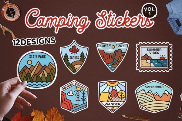 25 Camping/ Fishing Stickers! ideas  stickers, scrapbook stickers, camping