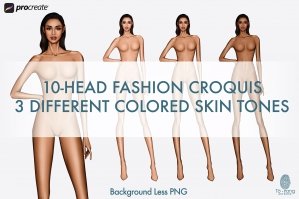 Female Fashion Croquis Dark Skin Tones 10-Head