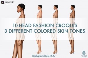 10-Head Fashion Figure Dark Skin Tones - Side View