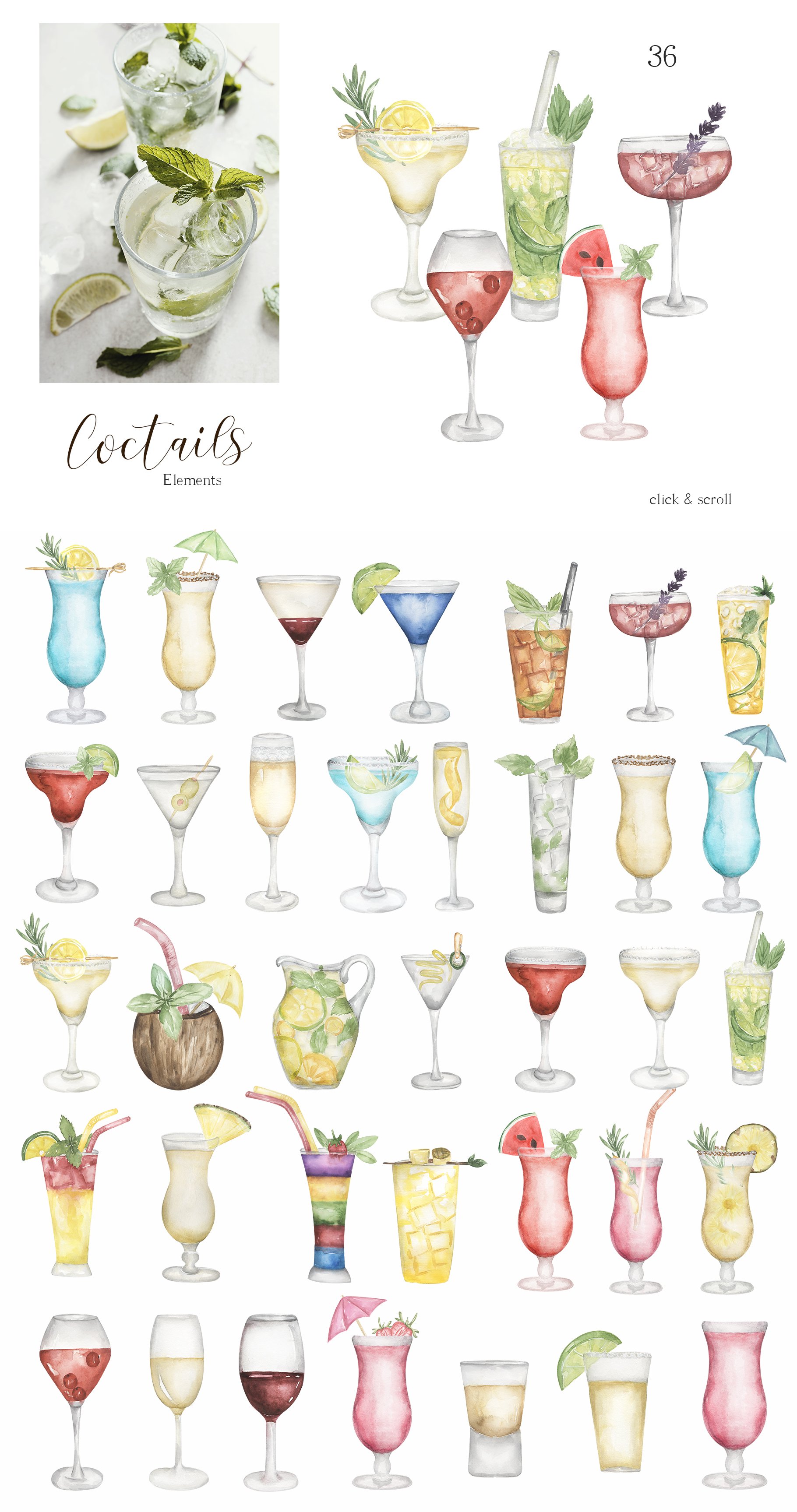 Watercolor Cocktails Collection - Design Cuts