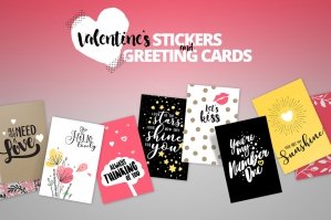 Valentine’s Day Greeting Cards And Elements