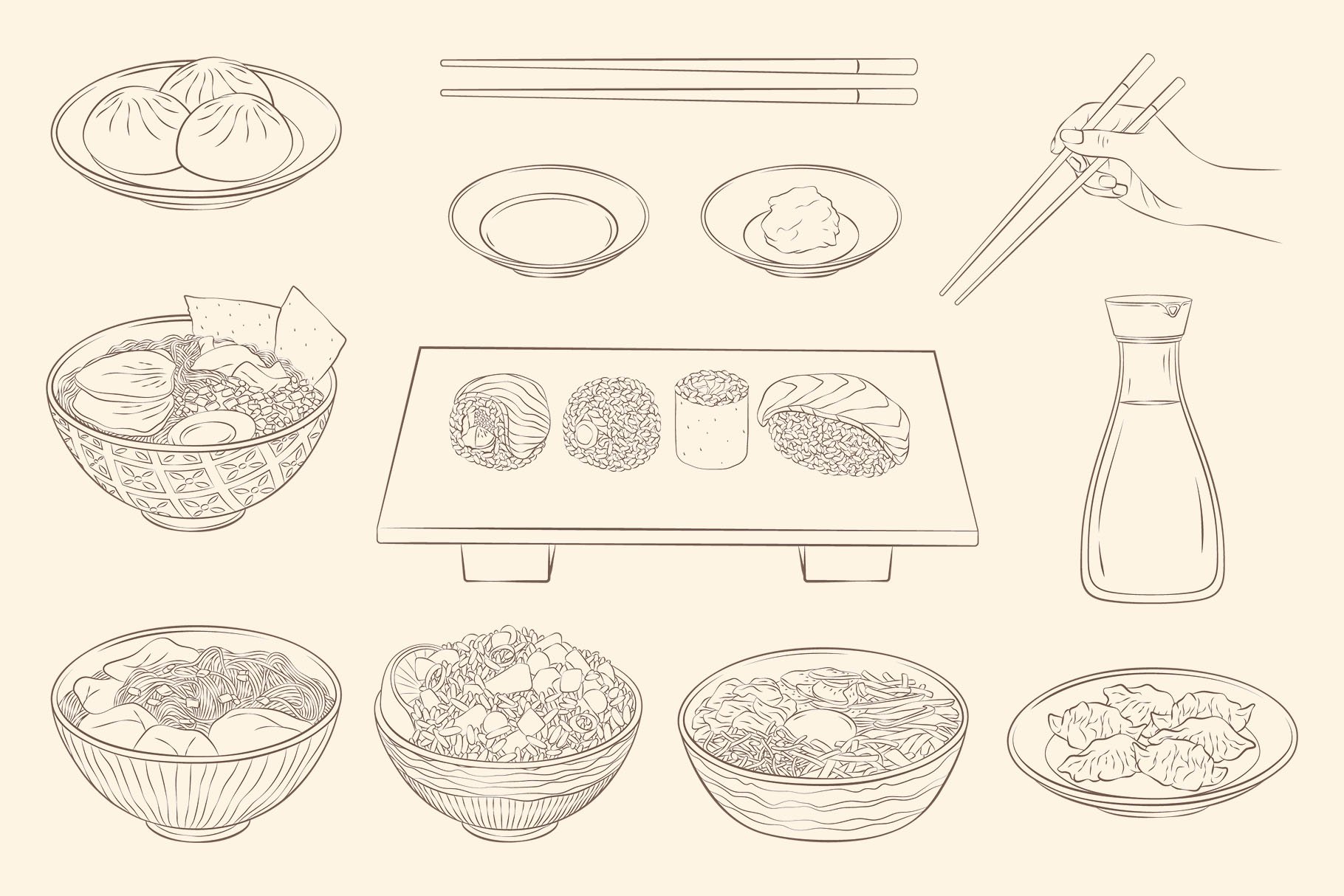 Asian Food Illustrations - Design Cuts
