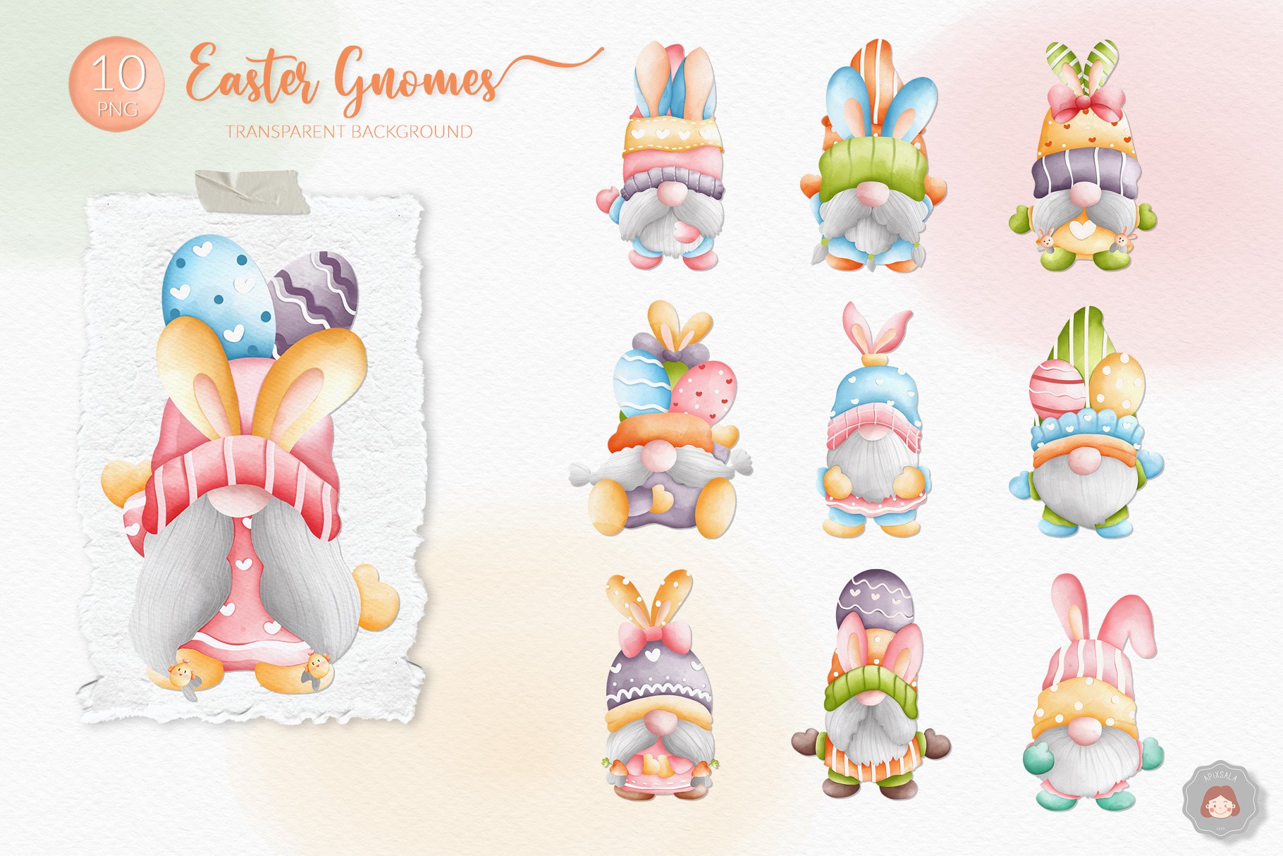 Watercoler Easter Bunny Gnome