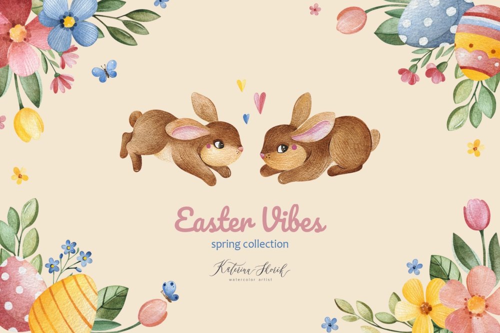 Easter Vibes Watercolor Spring Set