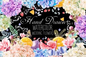 HandDrawn WATERCOLOR Wedding Flowers