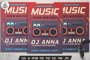 Music Flyer Template With Tape Recorder